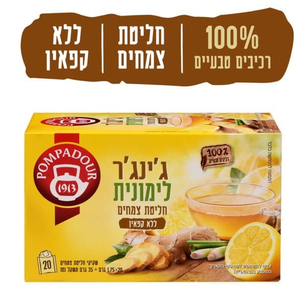 חליטת צמחים ג'ינג'ר לימון 20 יח'
