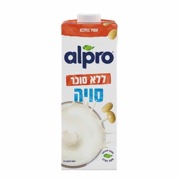 משקה סויה ללא סוכר, 1 ליטר