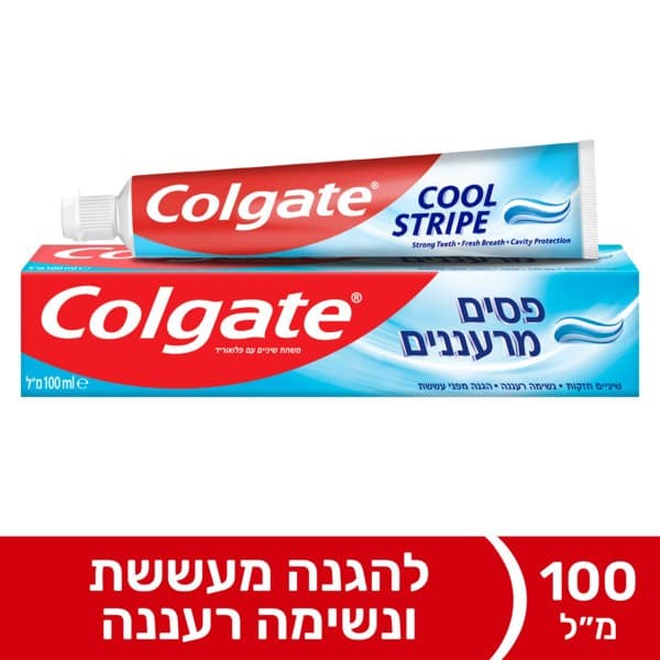 משחת שיניים קולגייט פסים וג'ל להגנה מפני עששת