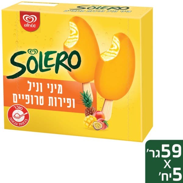 שלגון מיני סולרו בטעם וניל ופירות טרופיים, חמישיה 5 * 59 גרם