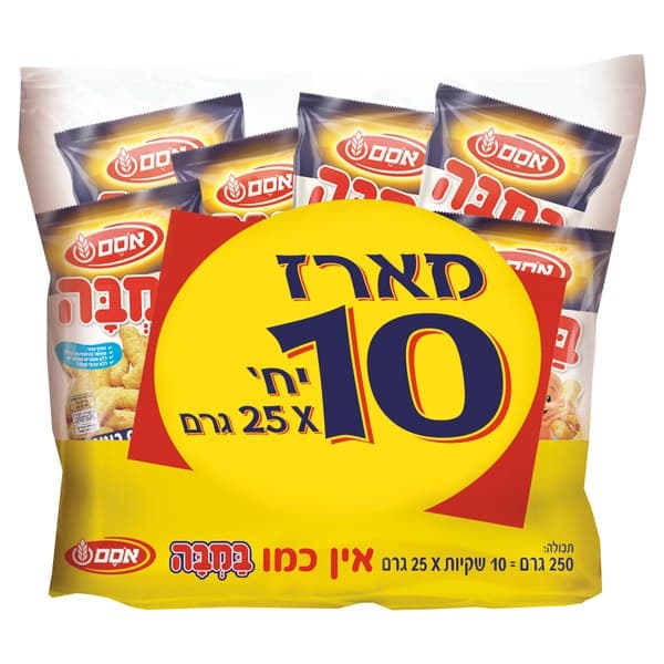 מארז 10 יח' במבה חטיף בוטנים.