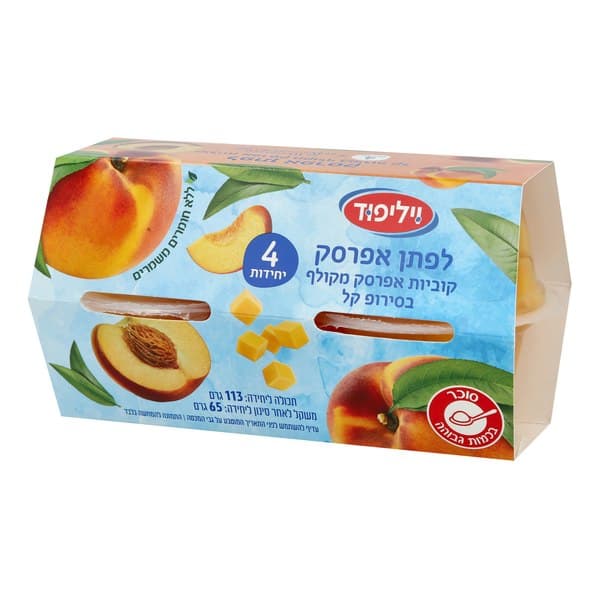 לפתן אפרסק קוביות אפרסק מקולף בסירופ קל