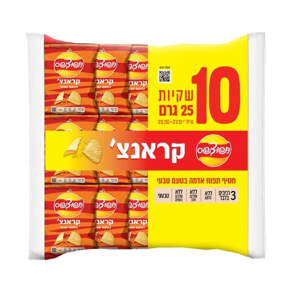 תפוצ'יפס קראנצ' בטעם טבעי, 10 * 25 גרם